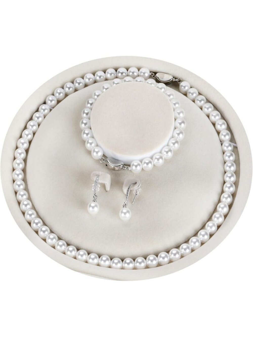 Elegant Pearl Necklace, Earrings & Bracelet Set for Women - Perfect Gift!